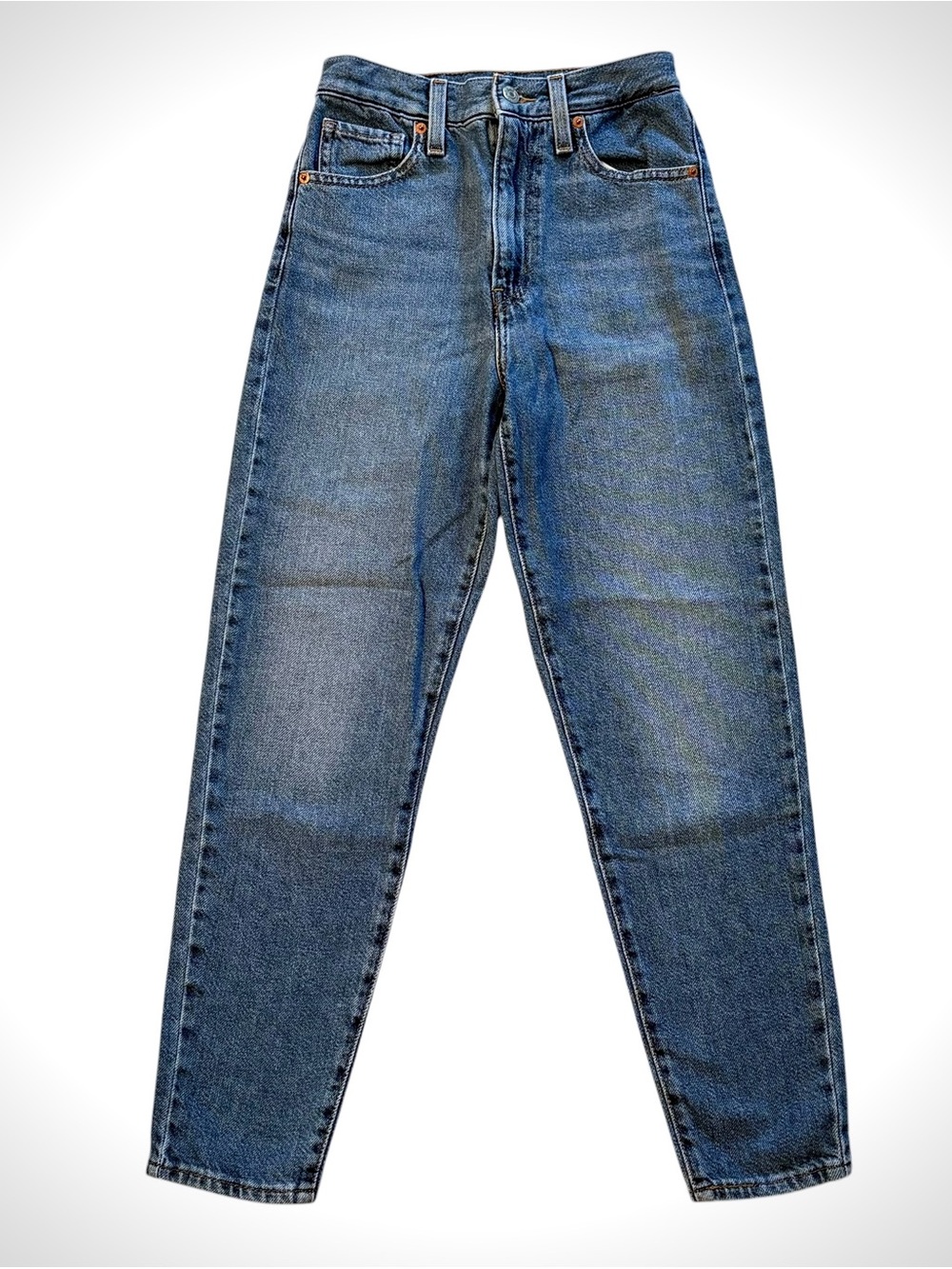 Levi's High Waisted Mom Jeans Size 24 L27 Medium Wash Tapered Ankle Denim EUC